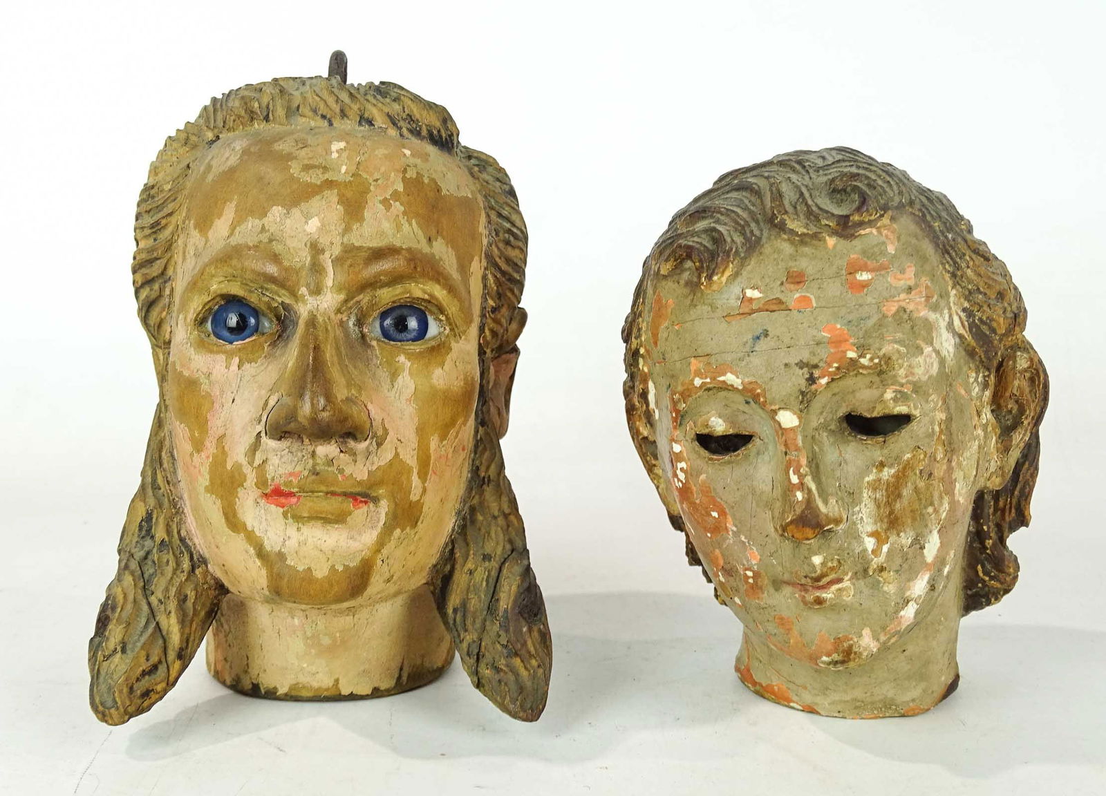 Two Early Continental Carved Heads (1 of 7)