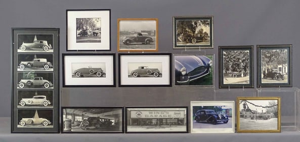 (13) Framed Automobile Photos
