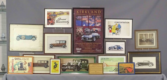 Lot Framed Automobie Ephemera