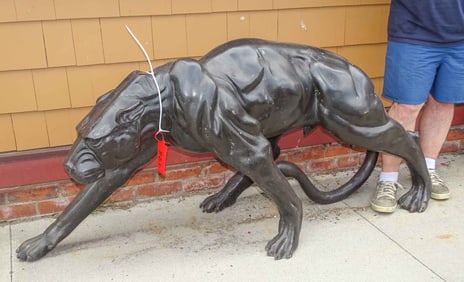 Cast Metal Panther Statue