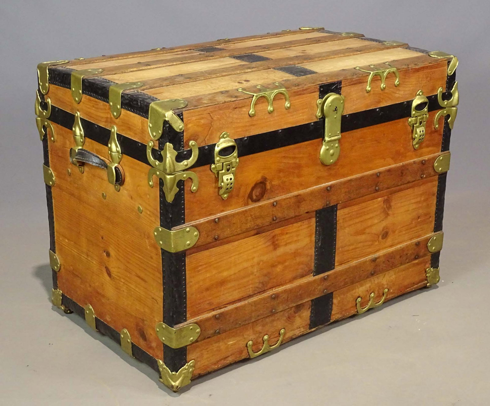 Steamer Trunk: Early steamer trunk. 32" x 20" x 24".