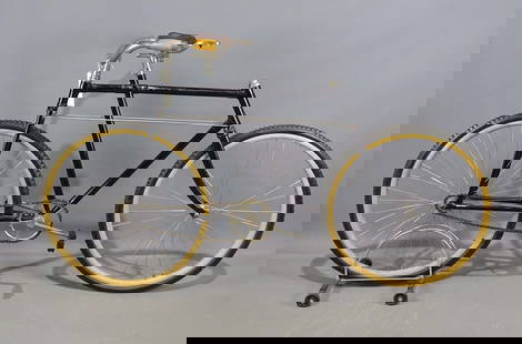Rare Rear Steering Pneumatic Safety Bicycle: Rare rear steering "trick rider" Pneumatic Safety bicycle. Restored. First time offered at Copake Auction. Attributed to Upright.