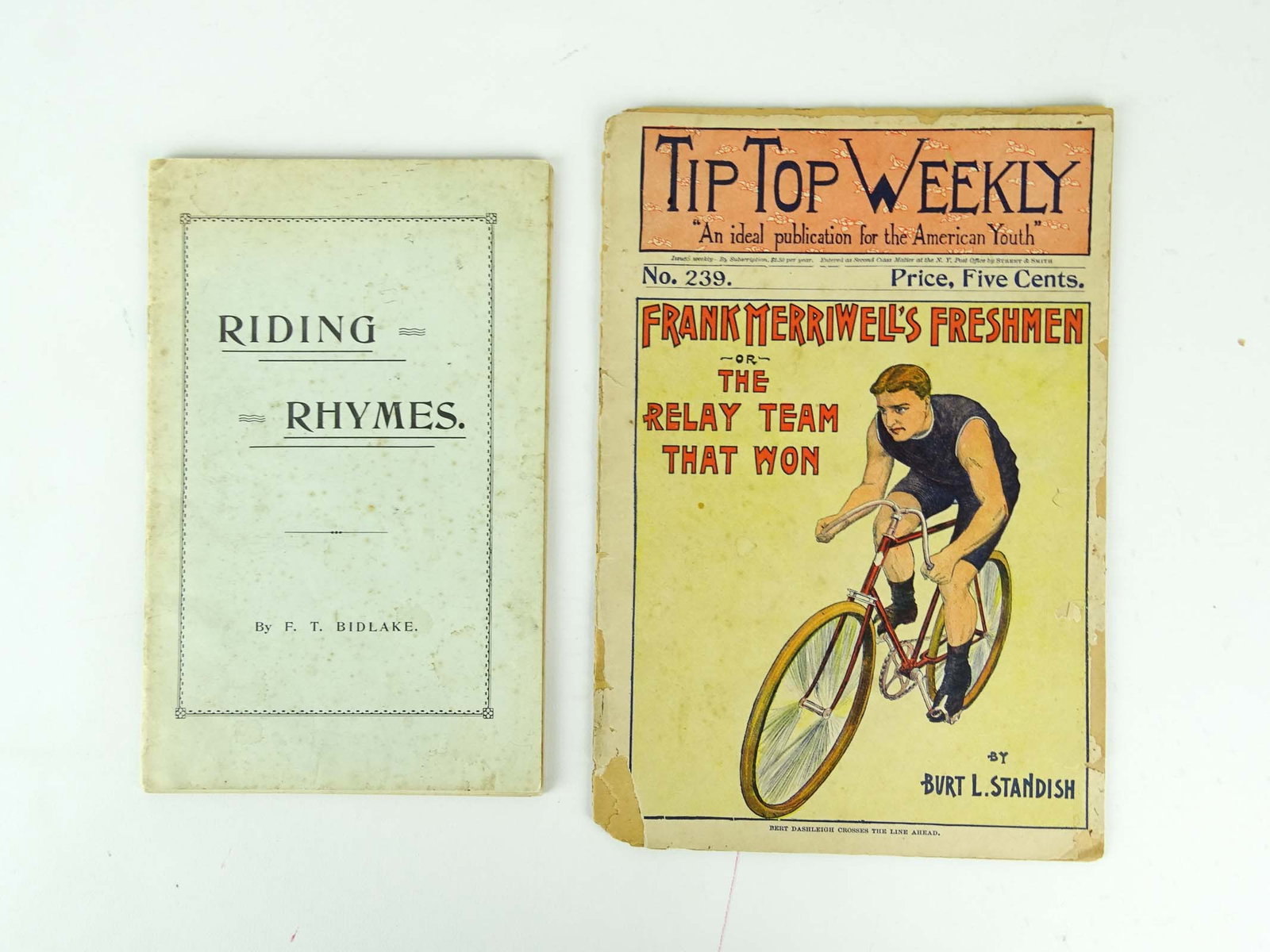 Ephemera Lot: Lot including Riding Rhymes (By F.T. Bidlake), along with Tip Top Weekly By Burt L. Standish. Fair condition. Ed Berry Collection.