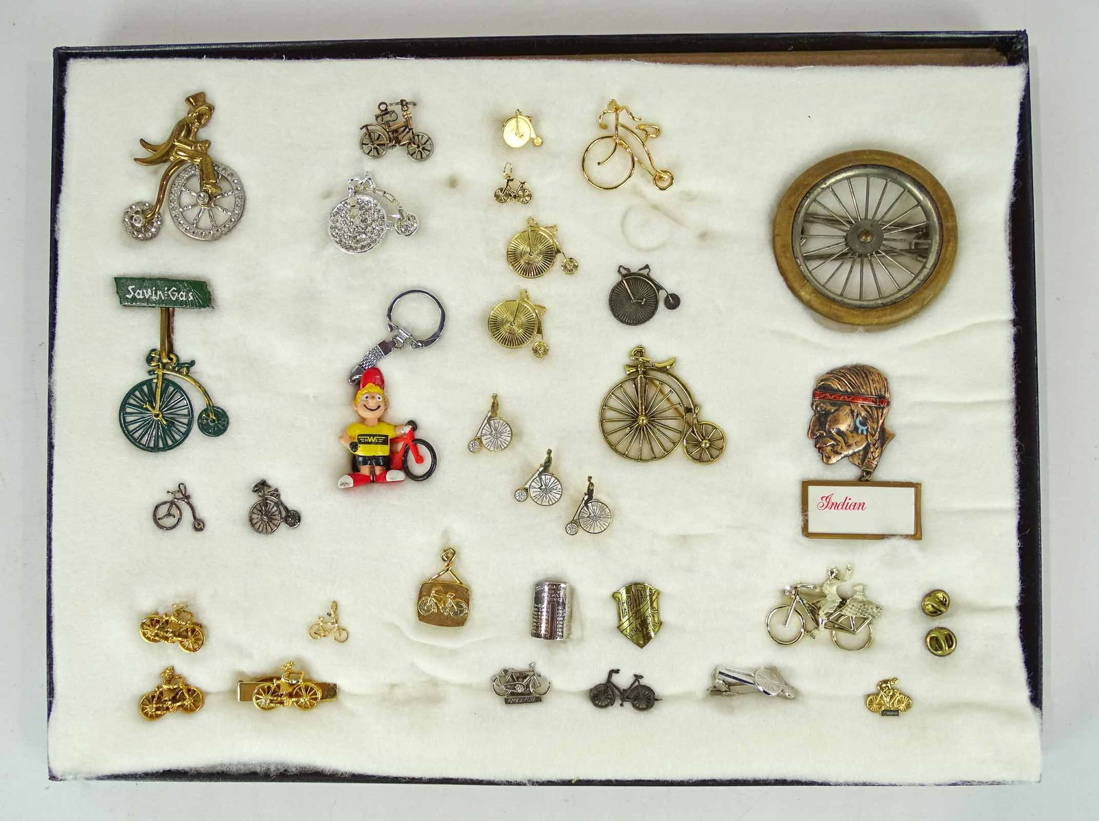 Bicycle Jewelry Lot: Bicycle jewelry lot. Over (30) examples. Good condition. Provenance: Pat & Jim Hetzer Collection.
