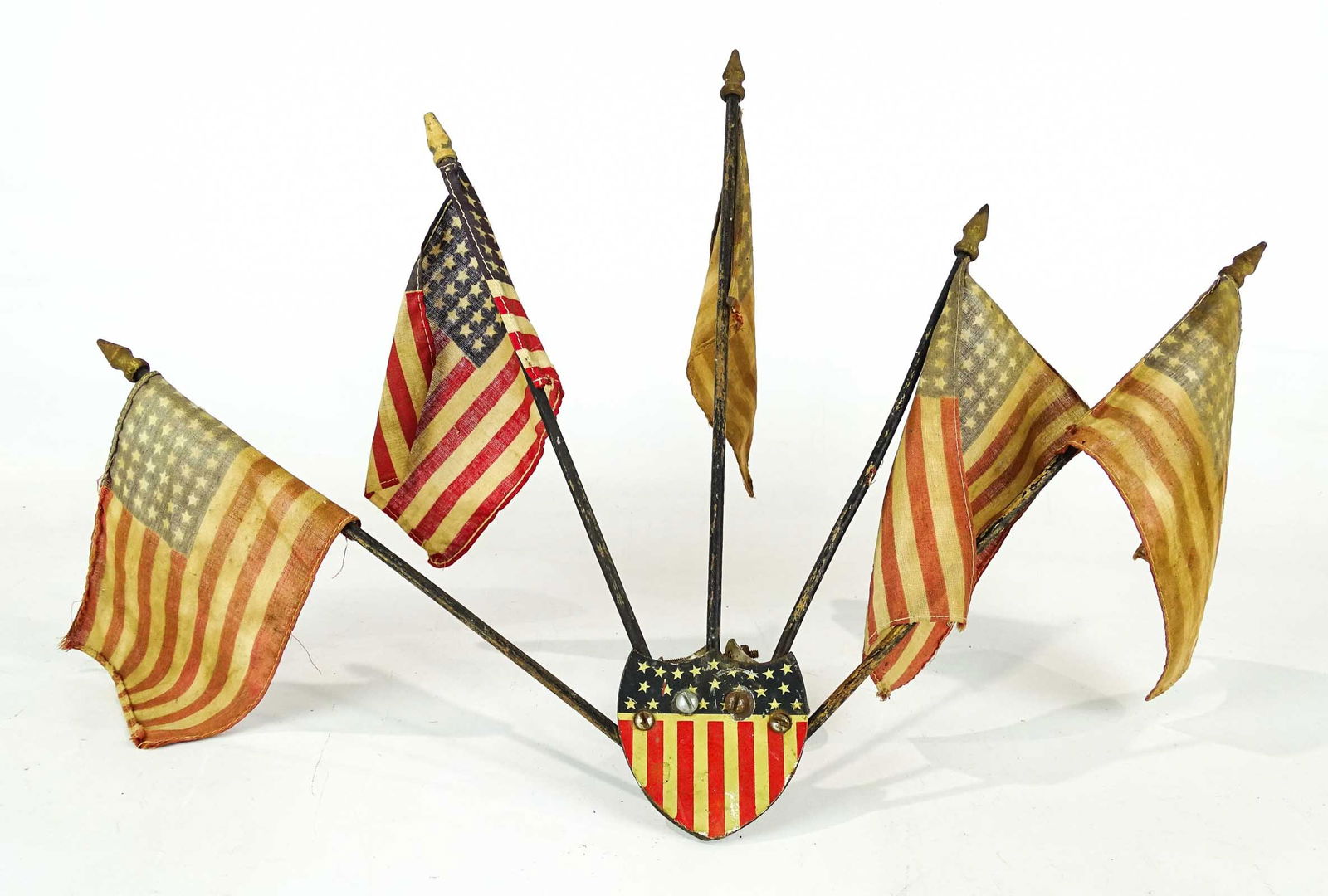 Handlebar Mount Flag: Handlebar mount patriotic Flag. Fair condition.