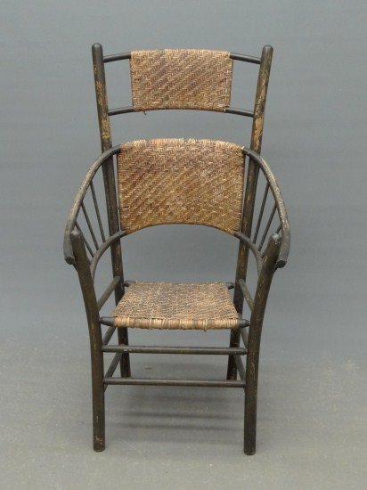 Adirondack Chair: Early high back Adirondack chair. 17" Seat Ht. 45" Overall Ht.