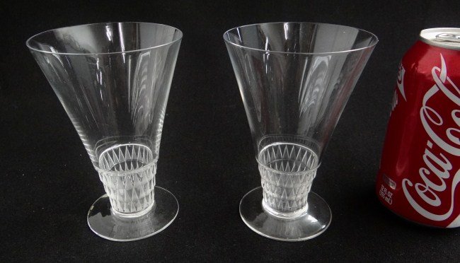 Lalique Cups: Pair signed Lalique cups.