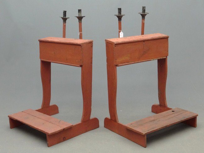 Altar Stands: Lot two early kneeling altar stands. 30" W 37 1/2" each.