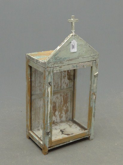 Altar Stand: Altar stand in old blue paint. 33" Ht.