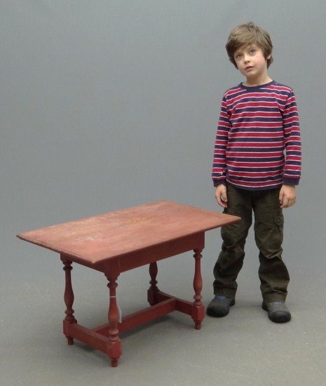 Child's Table: Contemporary child's table in red paint. Top scratched.