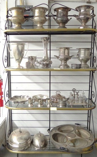 Silverplate Lot: Lot over 20 pcs. misc. silverplate including wine coolers, vases etc.