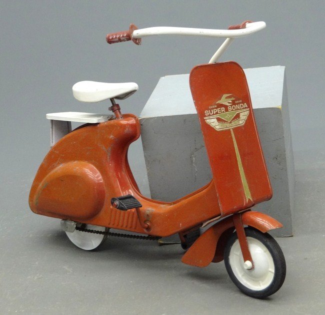 Scooter: C. 1960 Super Sonda scooter. Chain drive.
