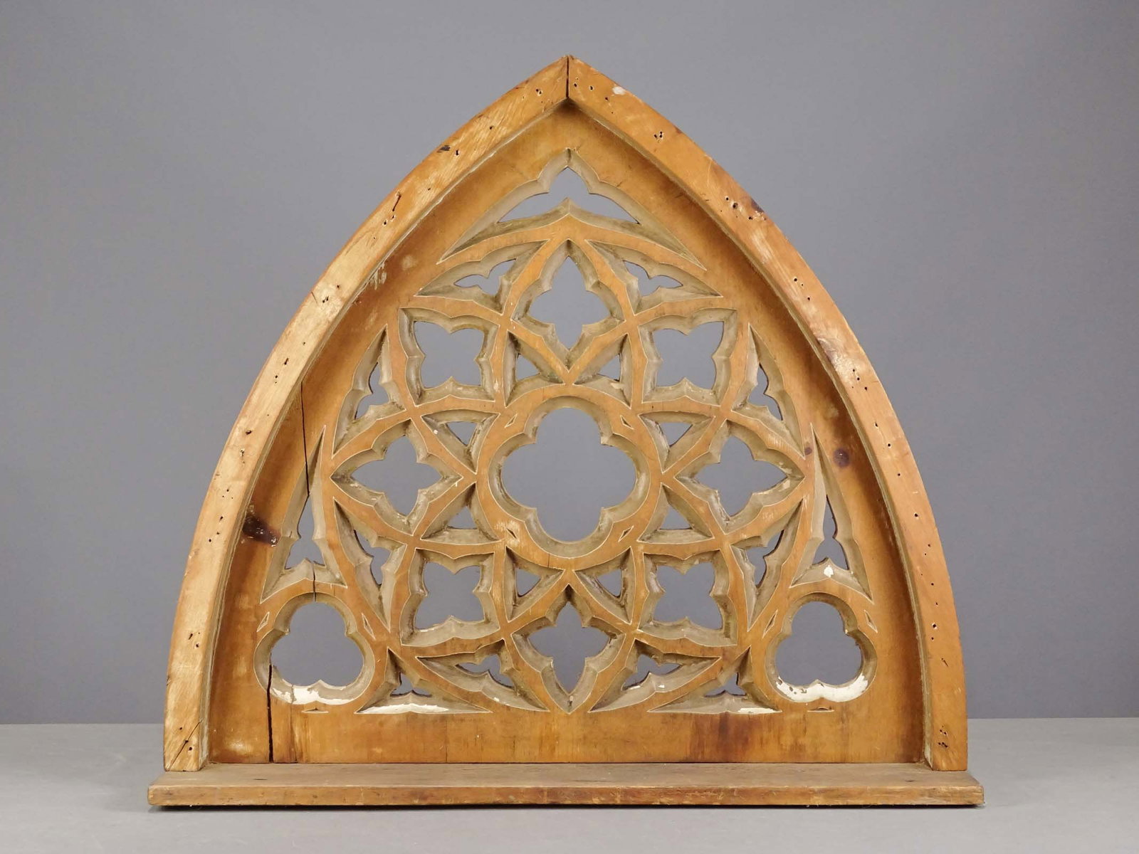 Gothic Carved Panel: Gothic carved wooden panel. 38" x 7" x 34 1/2".