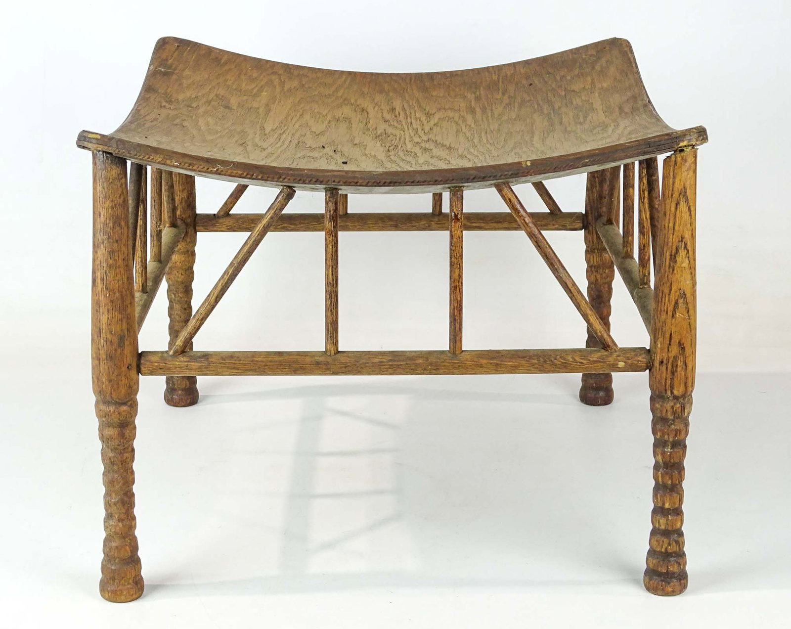 Thebes Stool: Thebes stool. 17" x 17" x 14". Corner repair.