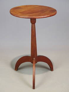 Thomas Moser Candlestand: Thomas Moser labeled candlestand. Dated 1976. 15" D., 25 1/2" Ht..