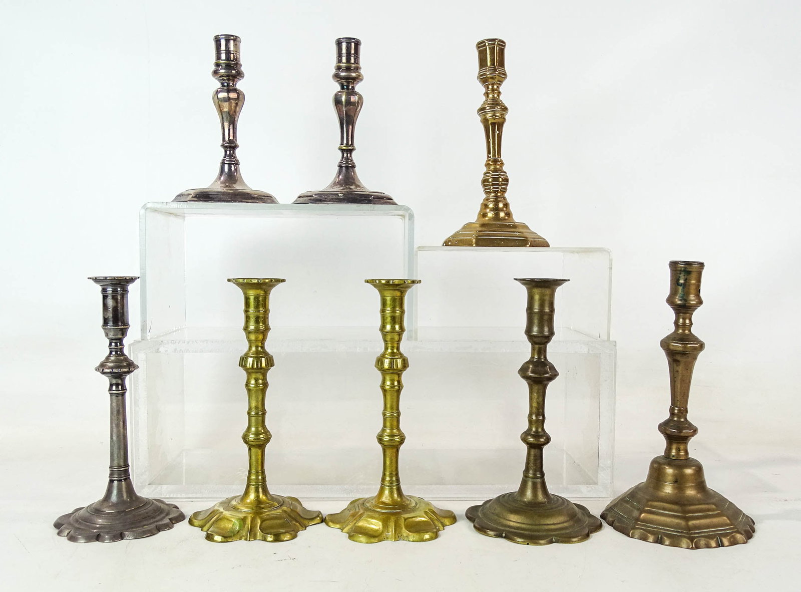 Candlestick Lot: Lot of 18th, 19th and 20th Century candlesticks. Tallest 9" Ht..