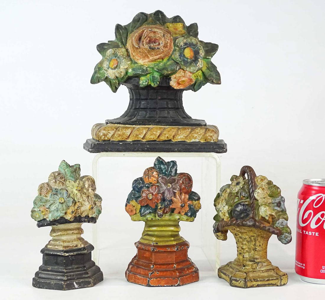 Antique Doorstops Flowers In A Basket (4) Auction