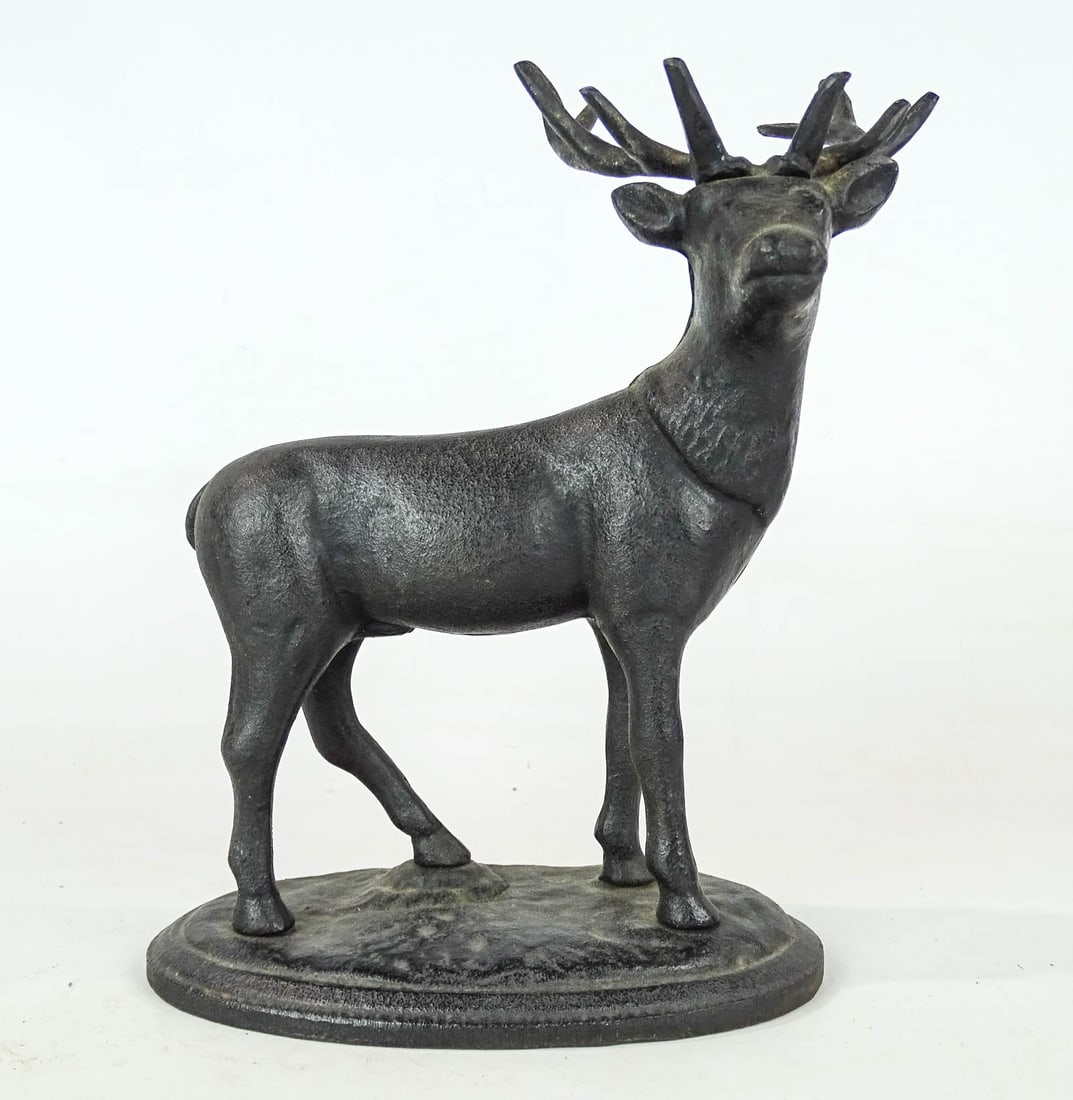 Reindeer Bank: Vintage cast iron Reindeer still bank. 10" Ht..