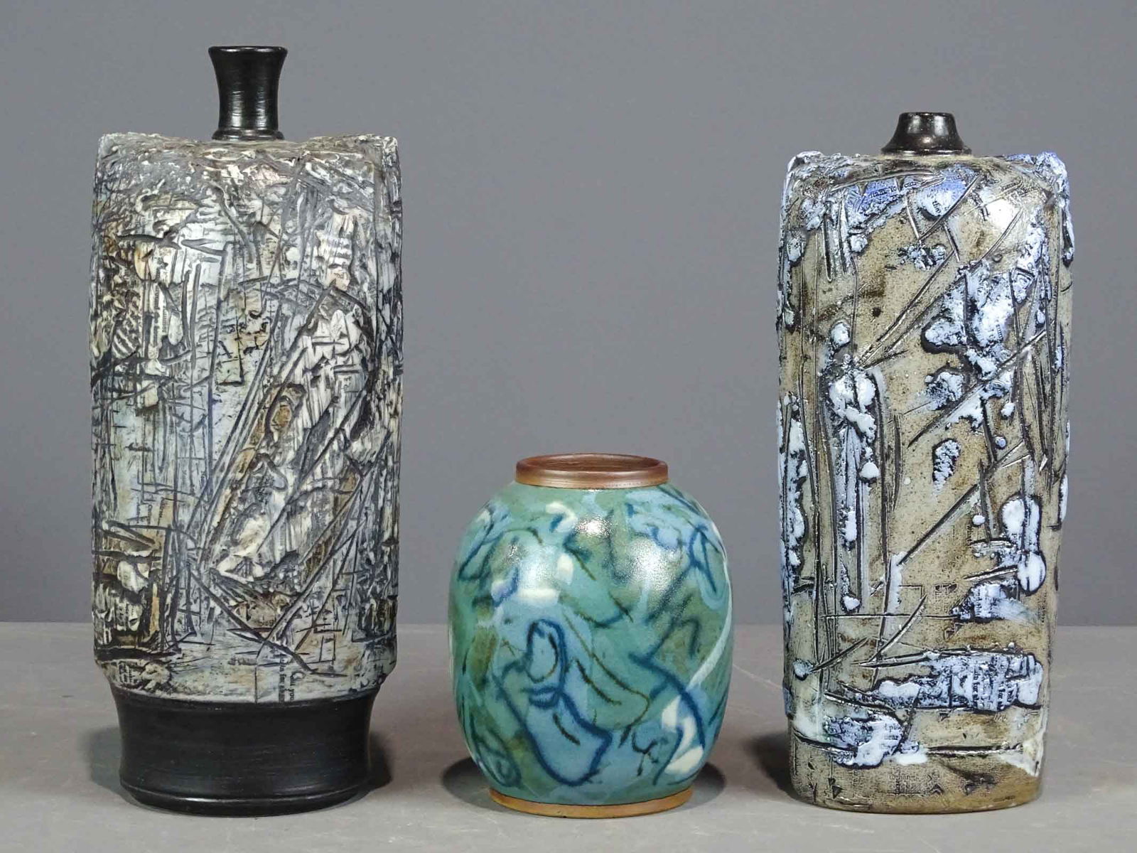 Regis Brodie (b. 1942): Regis Brodie (b. 1942), (3) ceramic vases. Tallest 14" Ht..
