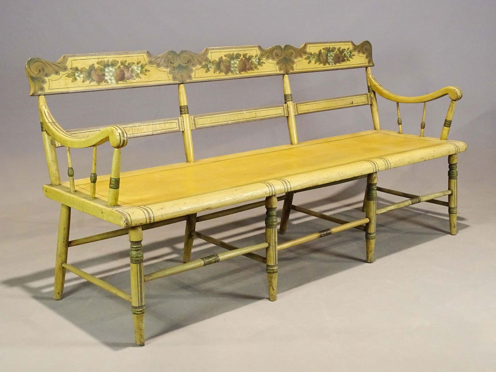 19th c. Painted Half Spindle Bench (1 of 8)