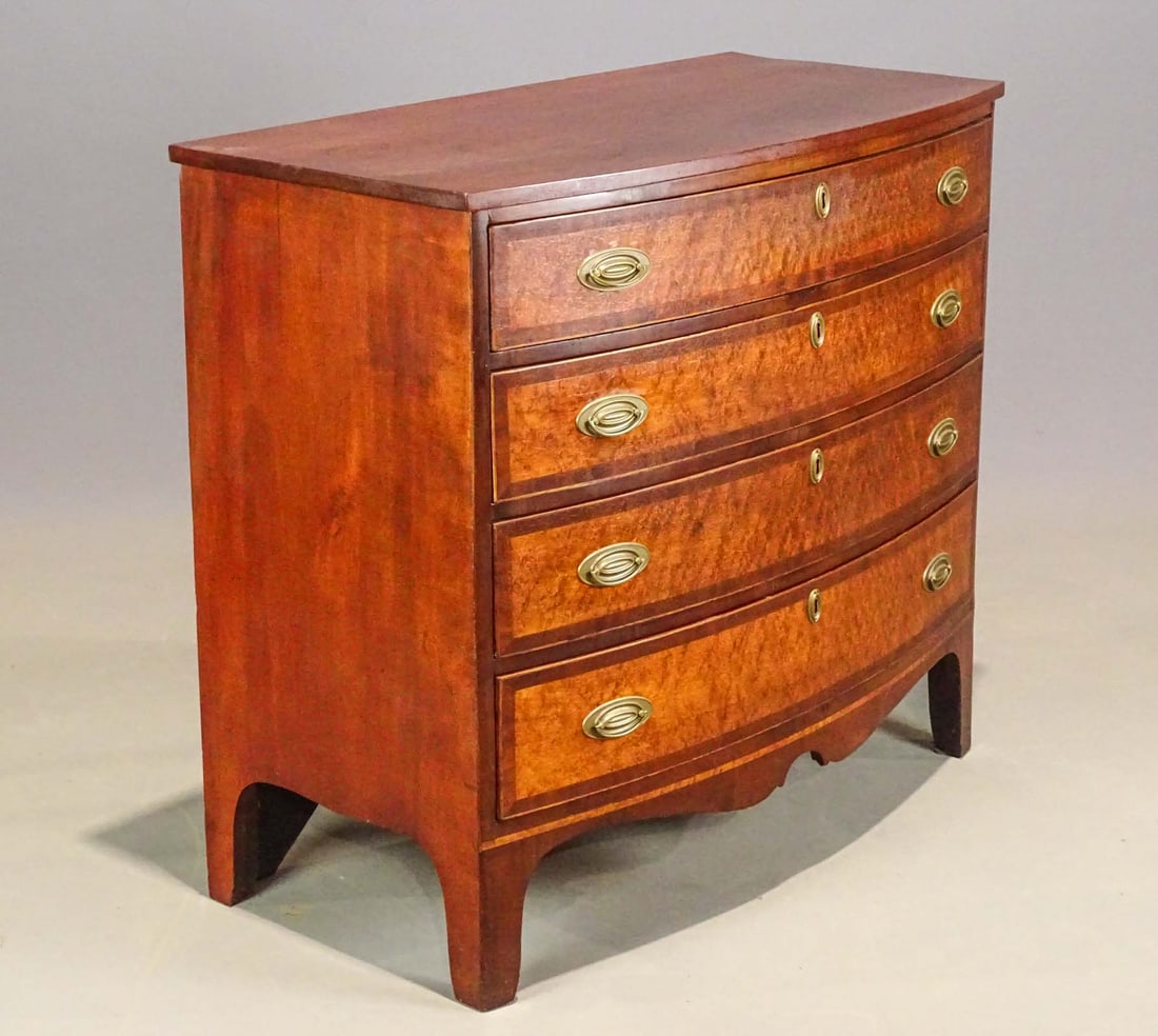 19th c. Bowfront Chest of Drawers (1 of 7)