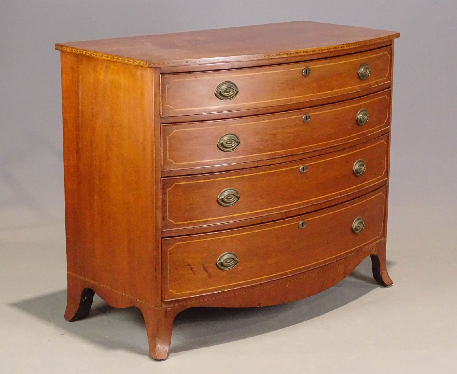 19th c. Bowfront Chest of Drawers (1 of 11)