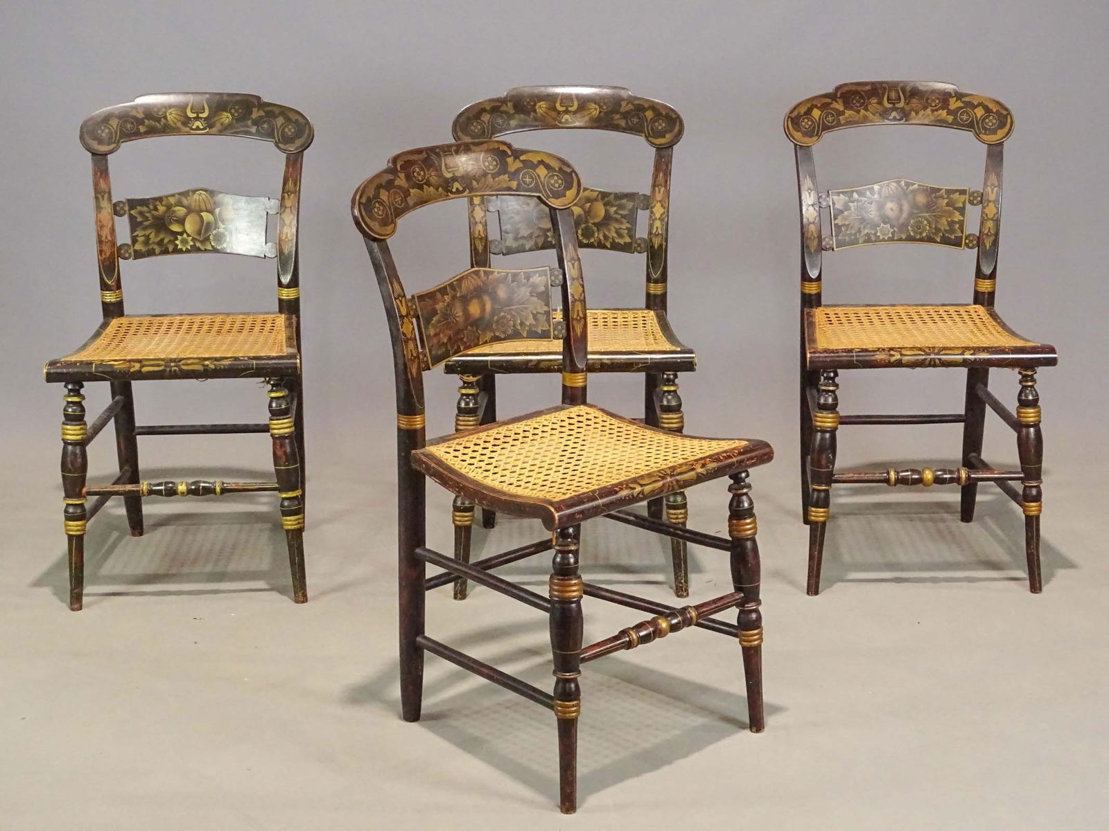 Set of (4) 19th c. Paint Decorated Chairs (1 of 6)