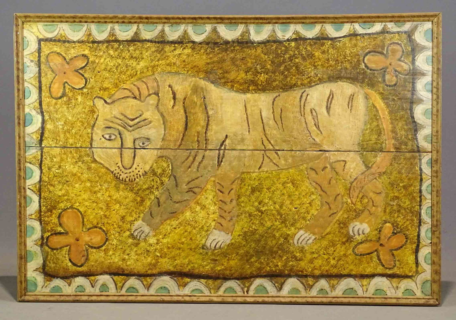 Folk Art Painted Panel with Tiger (1 of 6)