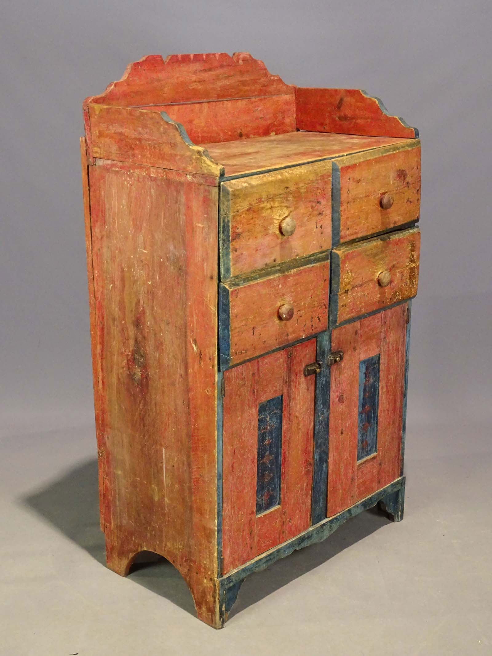 19th c. West Virginia Polychrome Painted Cupboard (1 of 8)