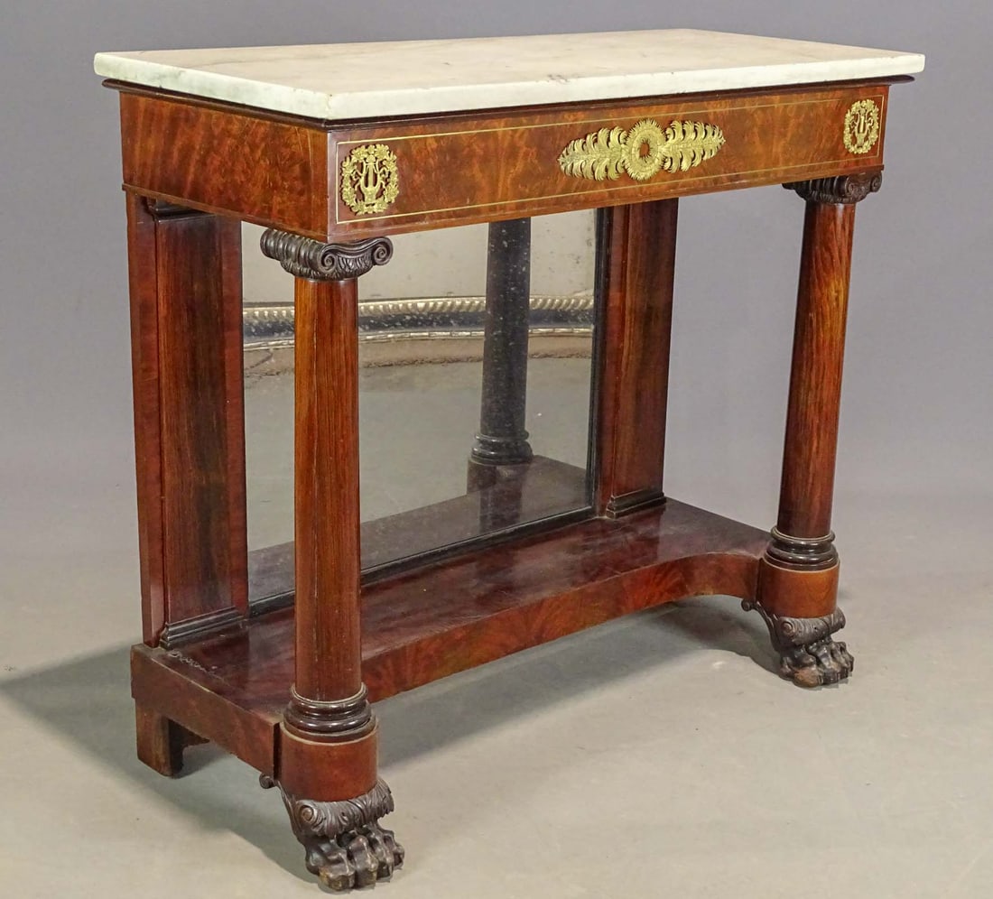19th c. Empire Marble Top Pier Table (1 of 8)