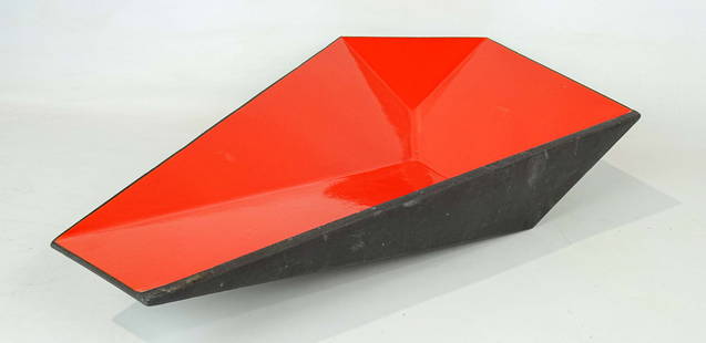 Tom Dixon Enameled Vessel: Tom Dixon enameled cast iron vessel. 24" L..