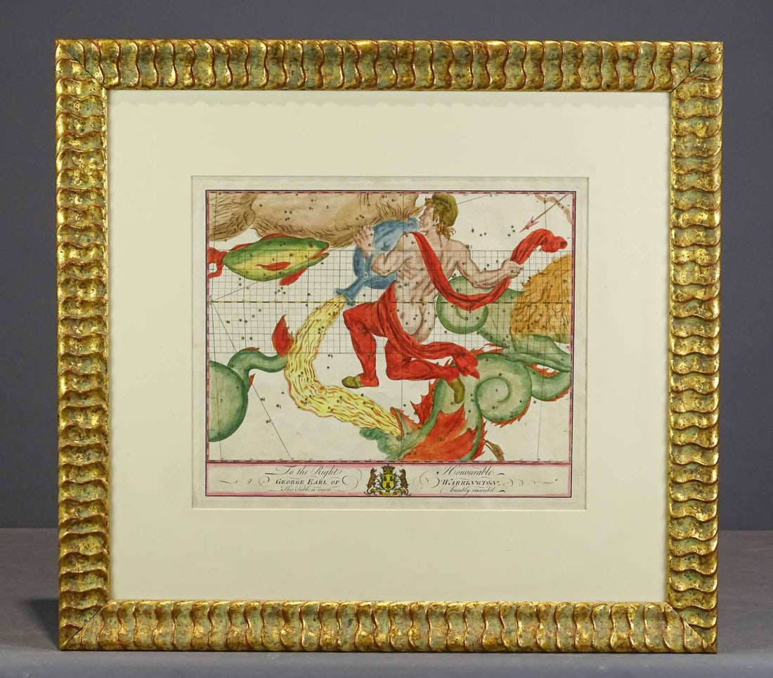 18th c. Hand Colored Zodiac Lithograph (1 of 8)