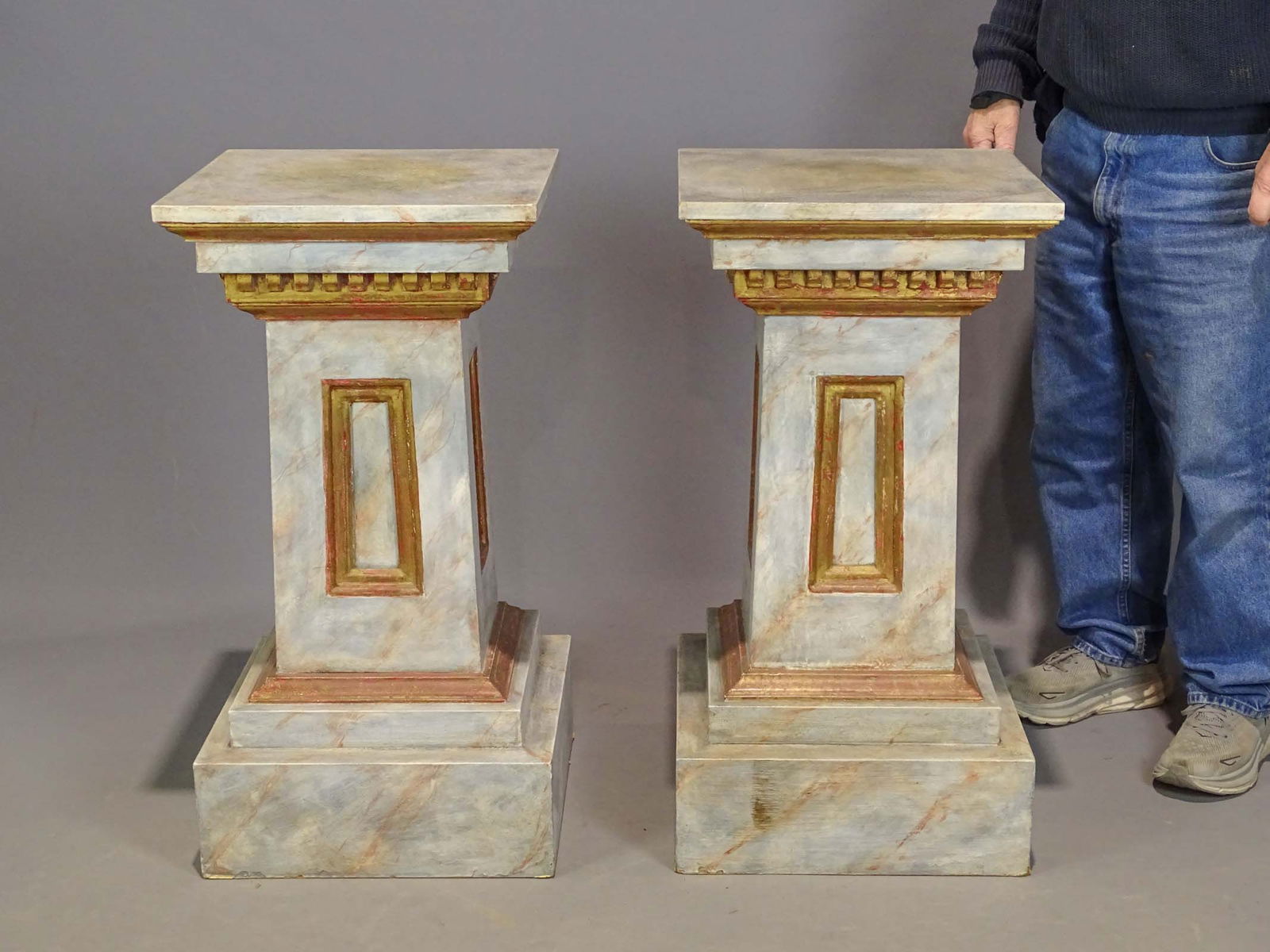 Pair of Faux Marbleized Pedestals (1 of 5)