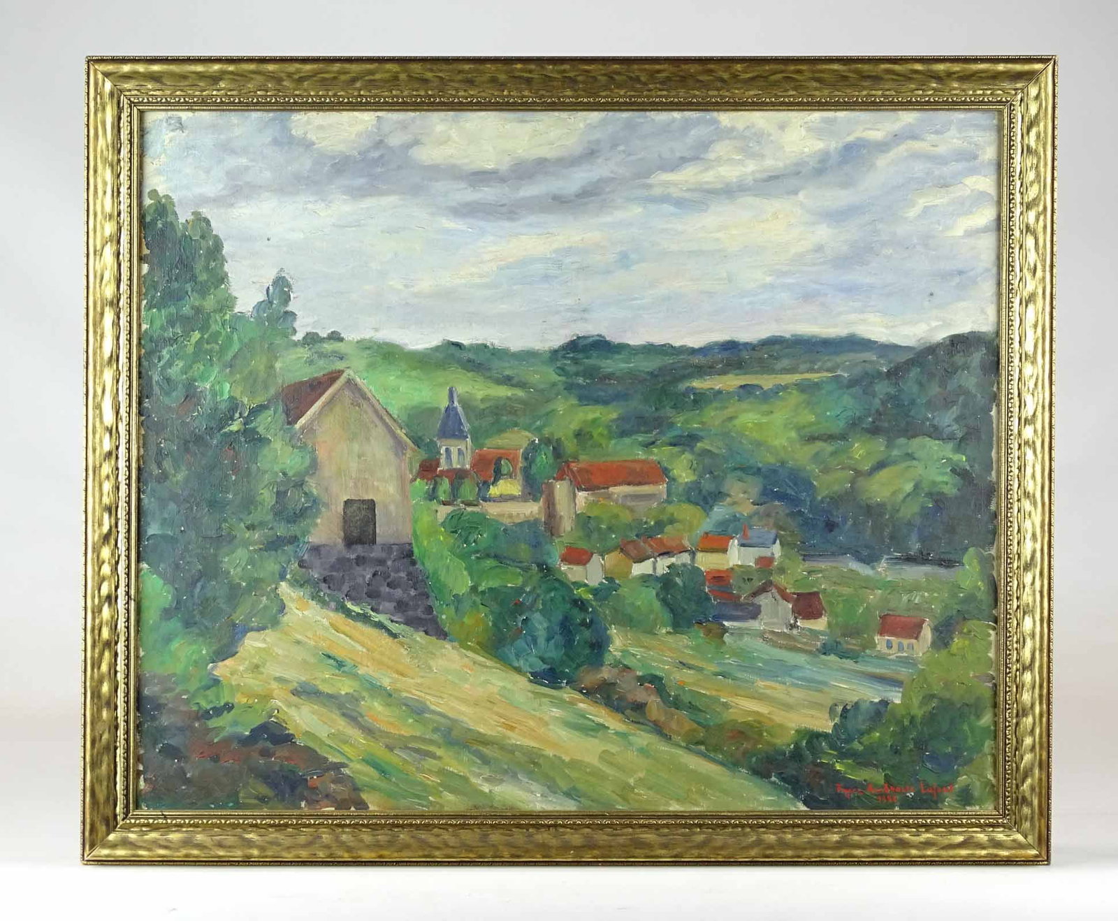 Roger Ambroise Lafont (France 19/20th Century): Roger Ambroise Lafont (France 19/20th Century), landscape, oil on canvas. 20" x 24", overall 22 1/2" x 27".