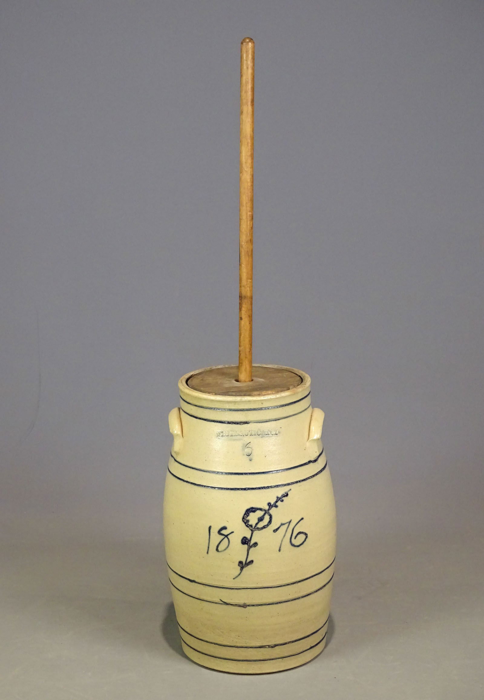 19th c. Stoneware Decorated Churn (1 of 7)