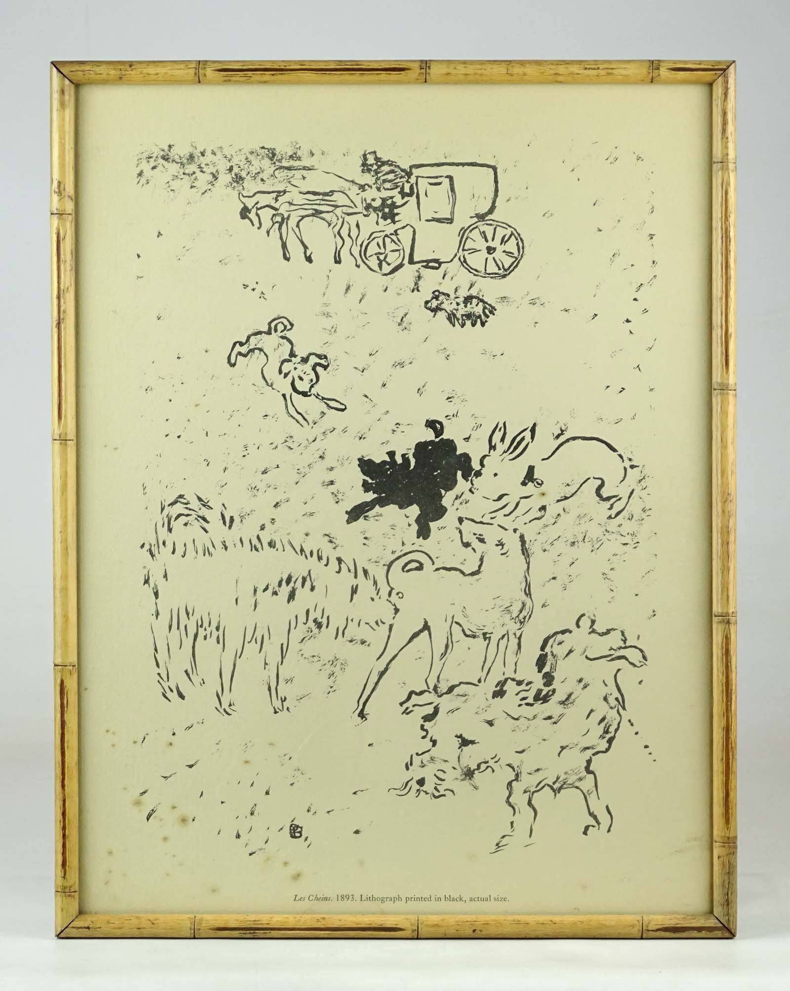 Pierre Bonnard (1867-1947): Pierre Bonnard (1867-1947), "Les Cheins". 1893. Lithograph printed in black, actual size. Sight 16 1/2" x 12 1/2", overall 17 1/2" x 13 1/2".