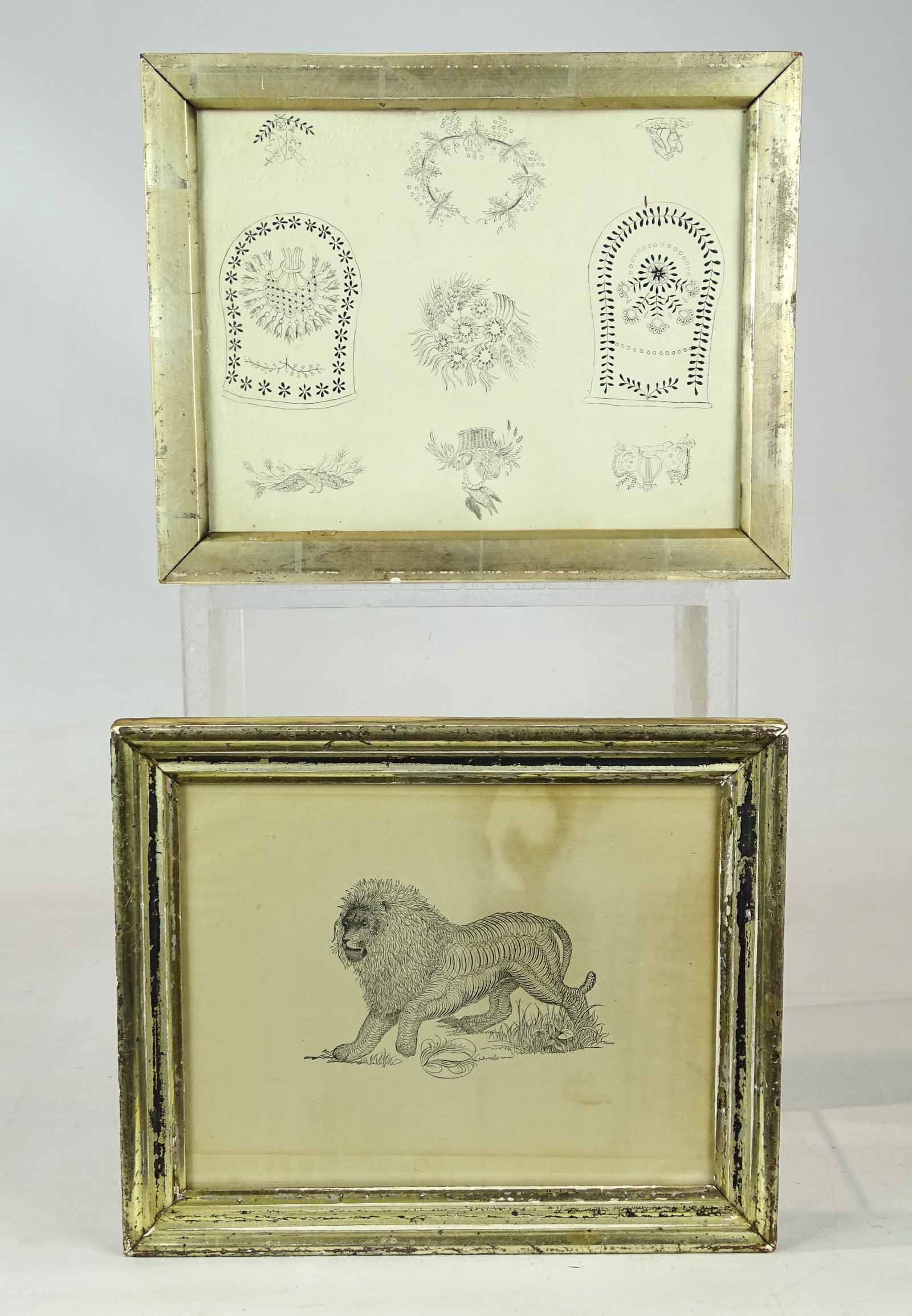Two 19th c. Framed Caligraphy Drawings (1 of 12)