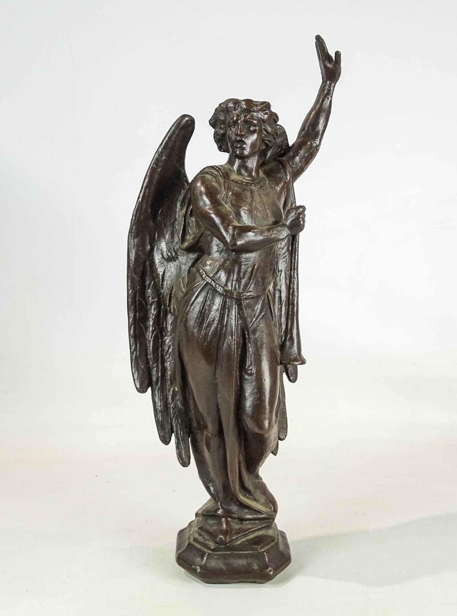 Bronze Winged Figure Statue: Bronze winged figure statue. Imperfections. 18 1/2" L..