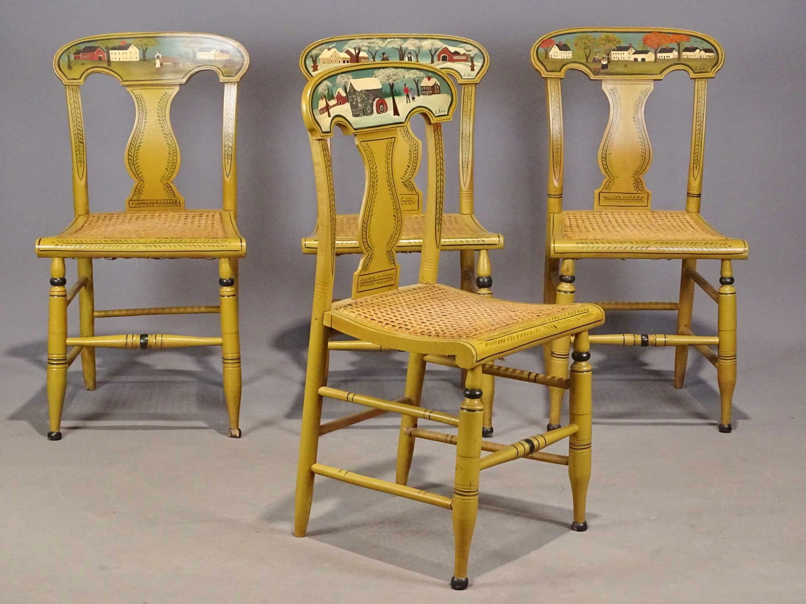 Set of (4) Paint Decorated Chairs (1 of 10)