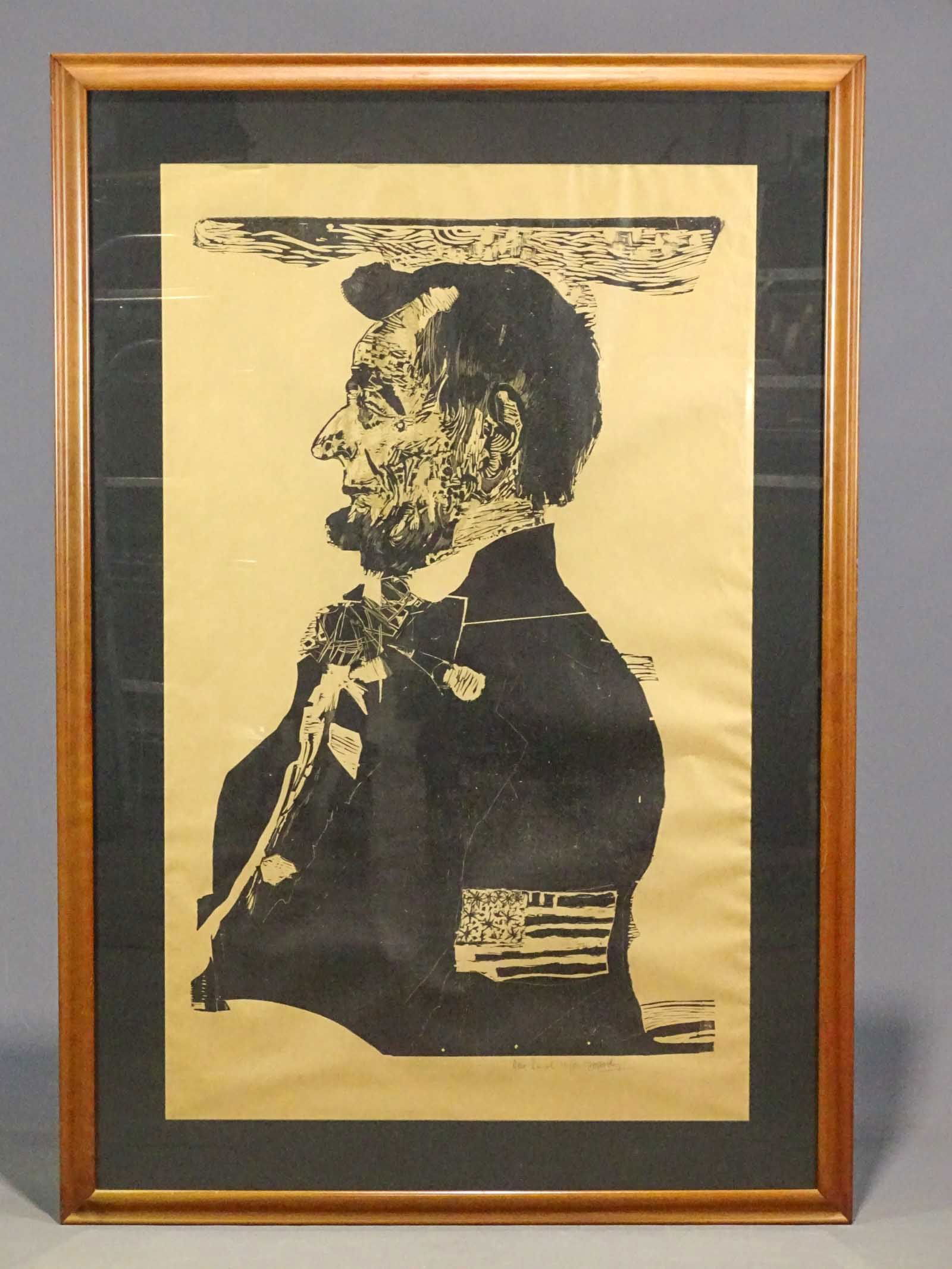 Large Woodblock of Abraham Lincoln (1 of 9)