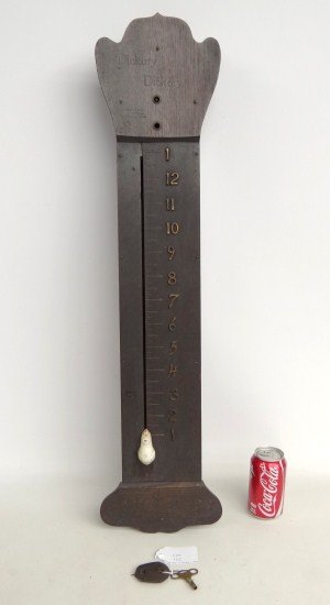 Hickory Dickory Dock Clock: Scarce Hickory Dickory Dock novelty wall clock. Maker; Dungan & Klump (Chesnut St. Philad., Penna. 1907-1910), retains orig. mouse. 8-Day time and strike spring driven, balance wheel brass. 35" Ht.