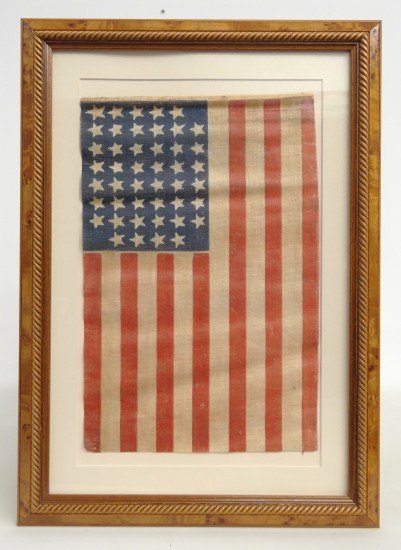 Early American Flag: Early American flag, 45 stars. Sight 13 1/2" x 9".