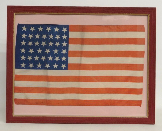 Early American Flag: Early American flag, North Dakota 39 stars. Sight 15 1/4" x 24".