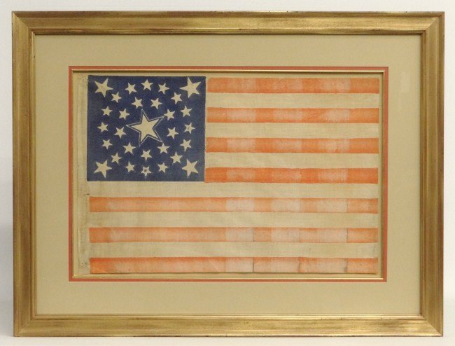 Early American Flag: Early American flag, 30 stars. Sight 14 1/2" x 22".