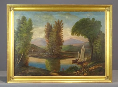 Painting: 19th c. River Landscape