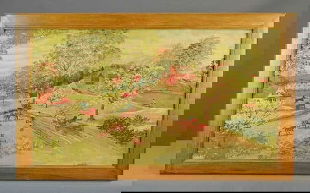 Vintage Fabric Landscape Print