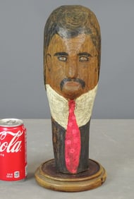 Folk Art Wooden Carved Head