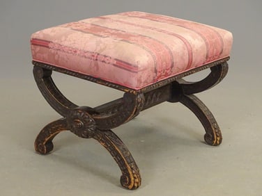 Continental Carved Mahogany Stool