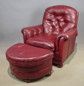 Leather Chair with Ottoman