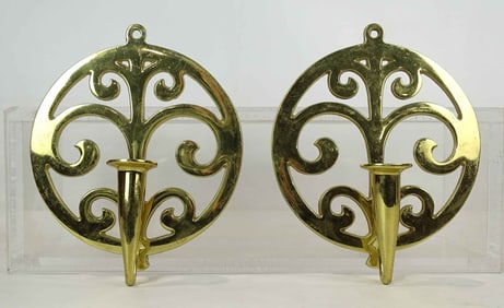 Pair Brass Wall Sconces